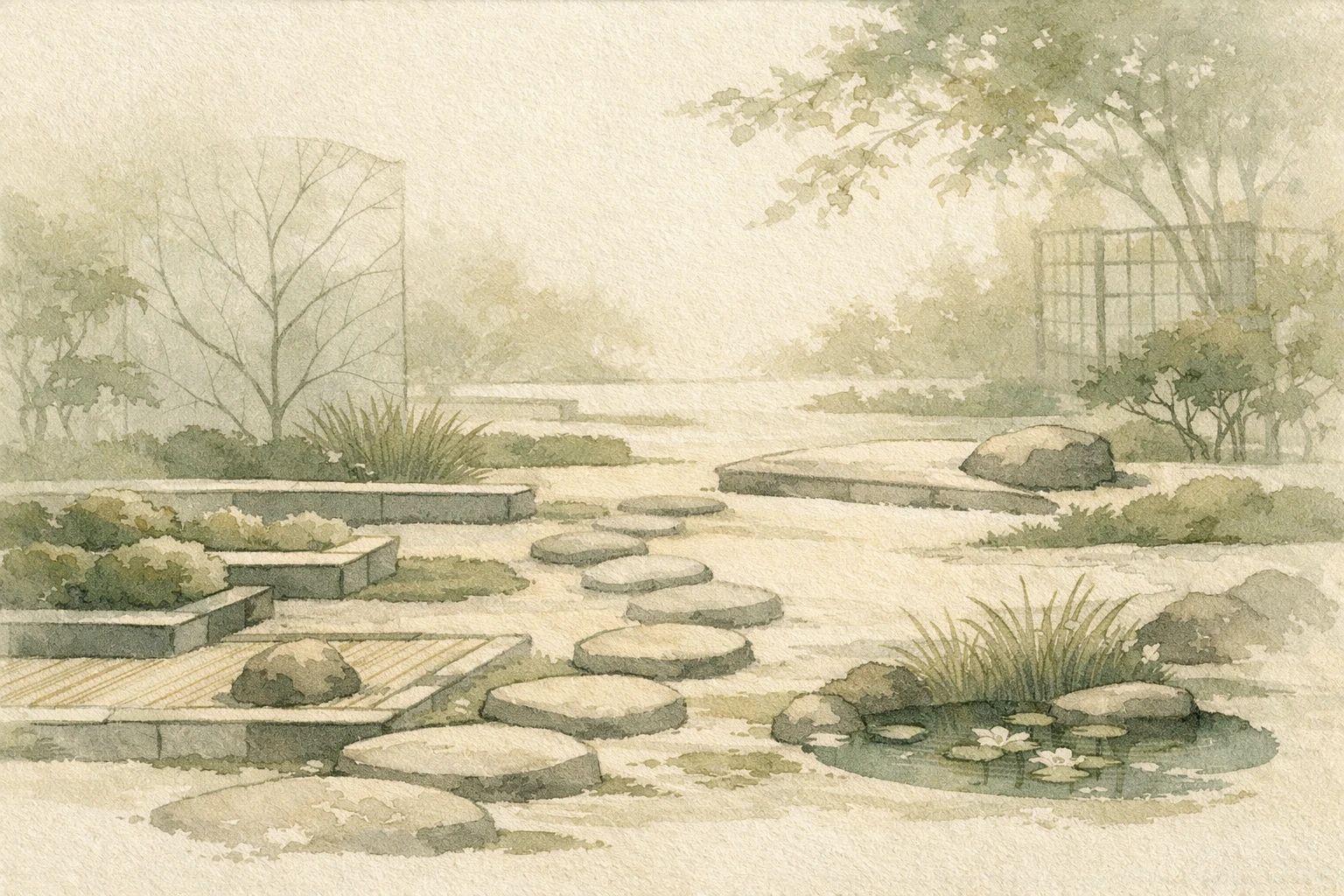 사주 심층 감명서의 정원과 리추얼을 상징하는 프리미엄 도판